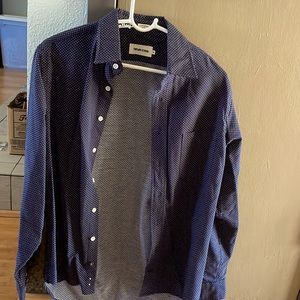 Taylor Stitch California Shirt White/Navy Jacquard Dot Size Small 38